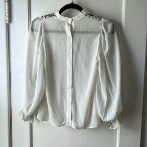 Sheer white button up blouse (Size Small)